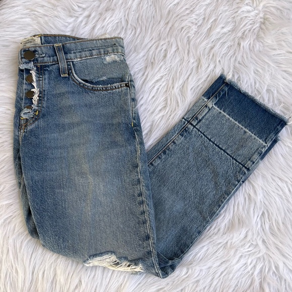 Current/Elliot | The Fling Slim Boyfriend Low Rise Distressed Jeans - Picture 8 of 8